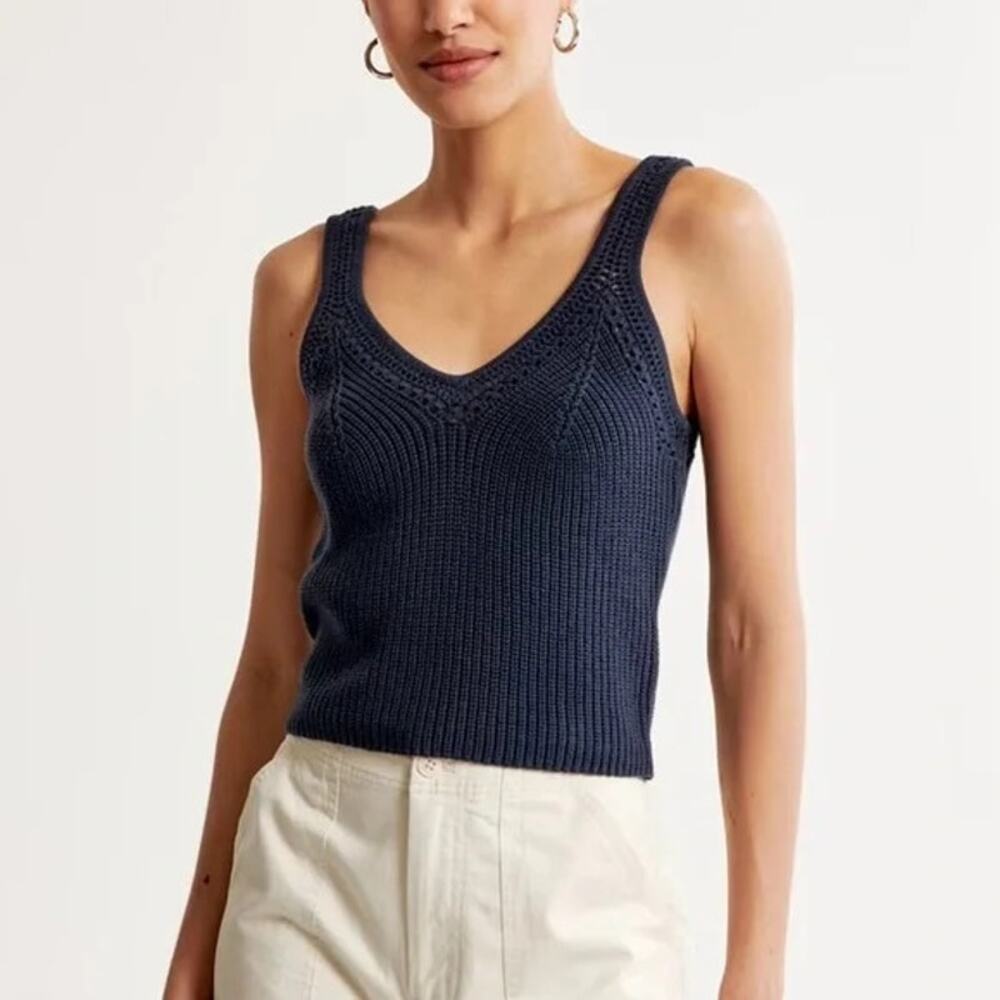 Abercrombie & Fitch Navy Knit V-Neck Tank Top